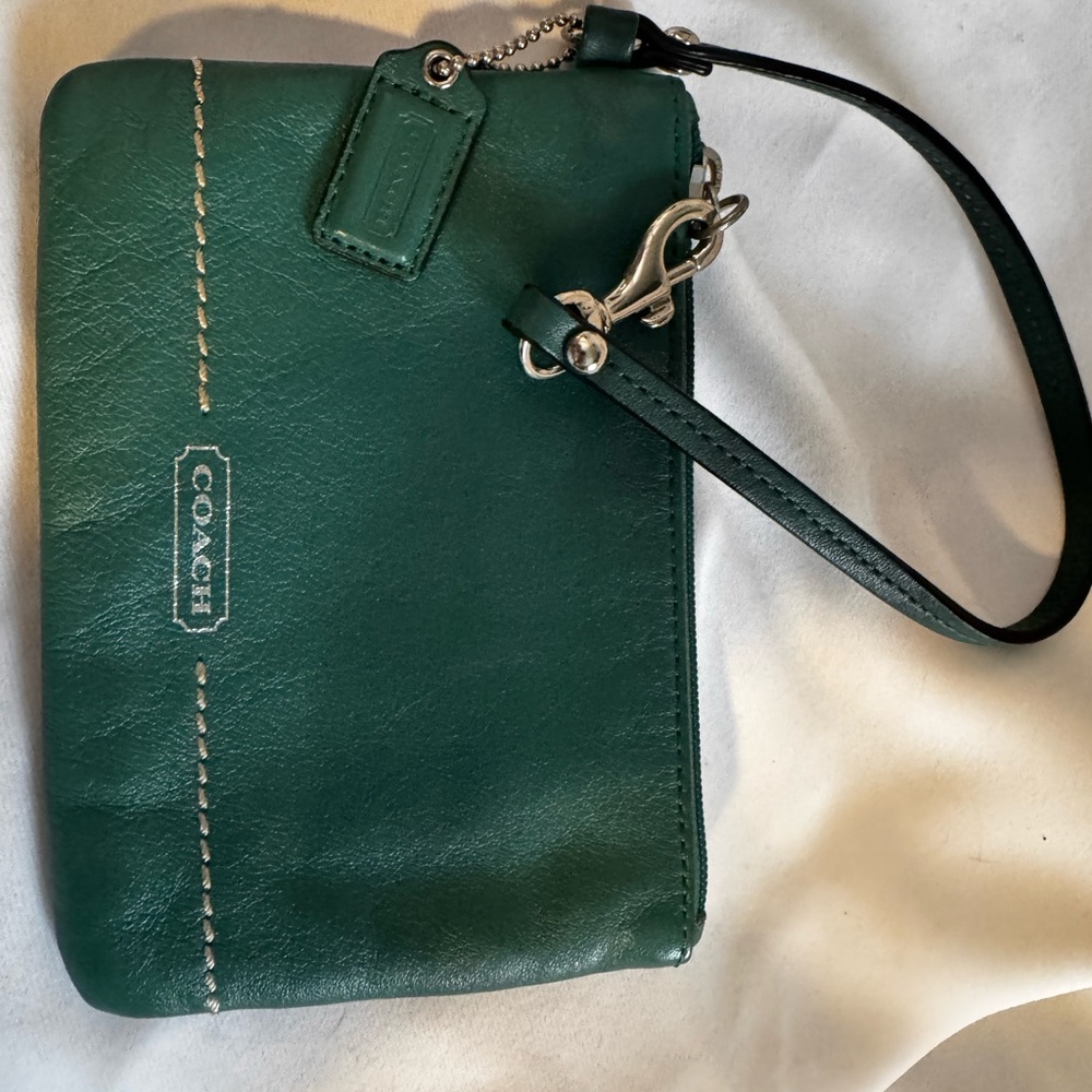 Coach Green Leather Wristlet